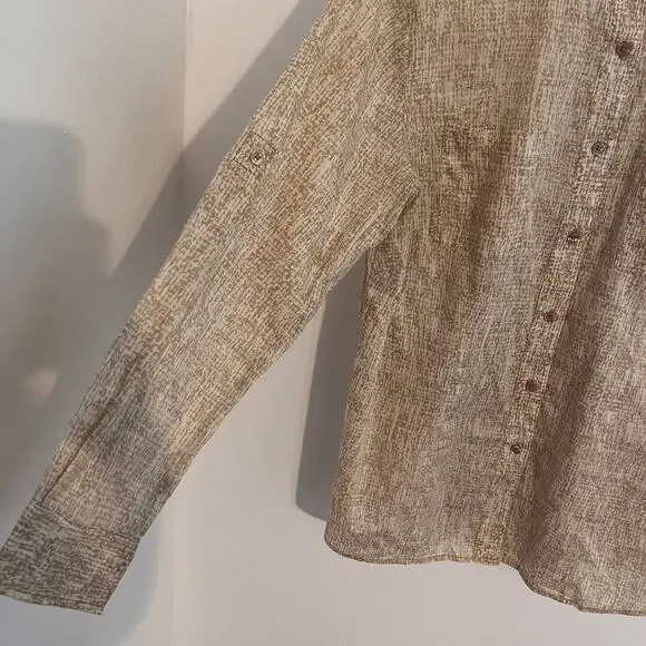 Michael Kors Blouse Womens 14W Beige Abstract Office Lightweight Career Wear - Picture 4 of 8